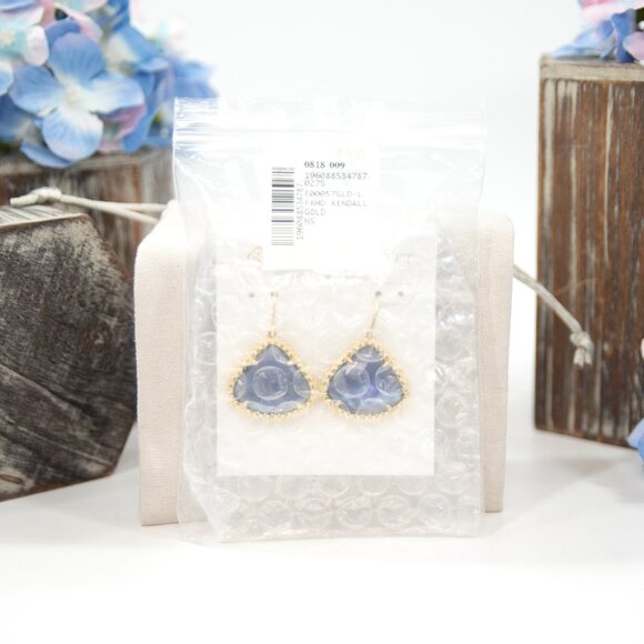 Kendra Scott Framed Kendall Purple Mother of Pearl Drop Statement Earrings NWT - Picture 2 of 5